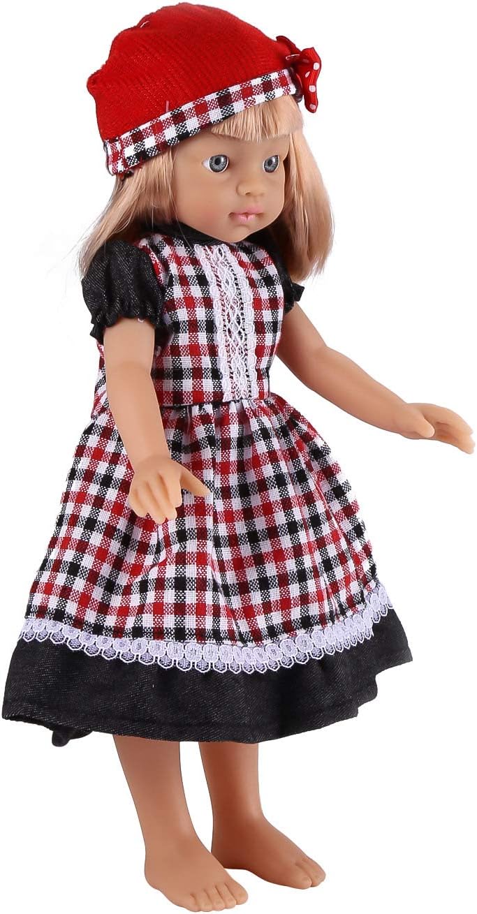 Smibie Cut Girl Doll- Black and Red Gingham Curvy With Gold Hair Doll Gifts for Children, Multi-Color
