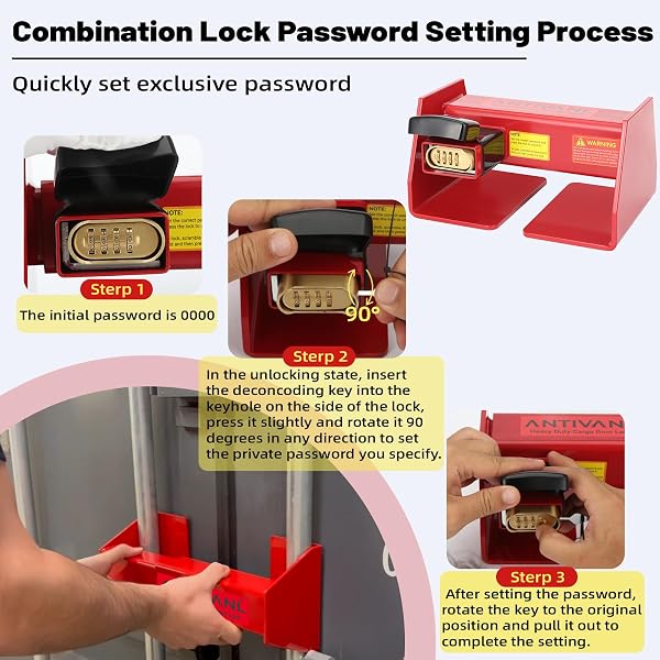 ANTIVANL SHIPPING CONTAINER LOCKS HEAVY DUTY WITH COMBINATION LOCK, MAXIMUM SECURITY SEMI TRAILER DOOR LOCK, SHIPPING CONTAINER COMBINATION LOCKS FOR SEMI TRAILER DOOR SECURITY (8 1/2″ TO 13 5/16″)