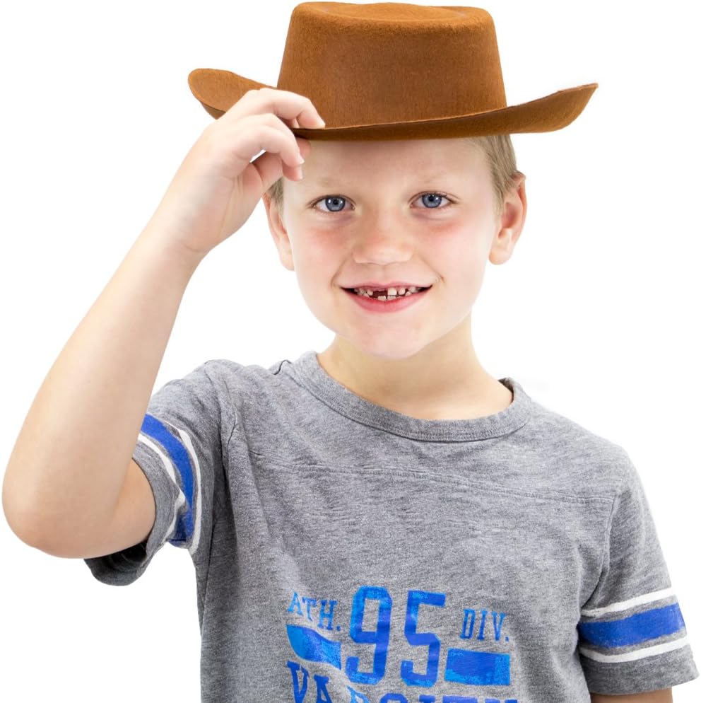 Cowpoke Cowboy & Cowgirl Hat โ Children's Unisex One-Size Brown Hat for Halloween Costumes, Cowboy/Cowgirl Outfits, Dress Up & Western Theme Birthday Parties Accessories โ Fun Kids Party Hats