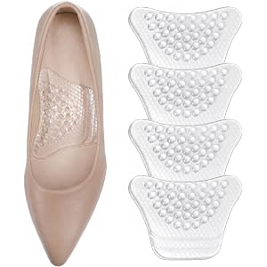 YUXIANLB 2 Pairs Gel Arch Support Inserts Women Non-Slip Clear Gel Insoles | Soft Clear Gel Insoles for Flat Feet, Non-Slip A