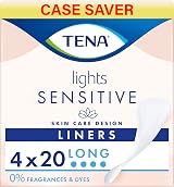 TENA Lights Long Liner 4 x Packs of 20 (80 Liners) - Women's Incontinence
