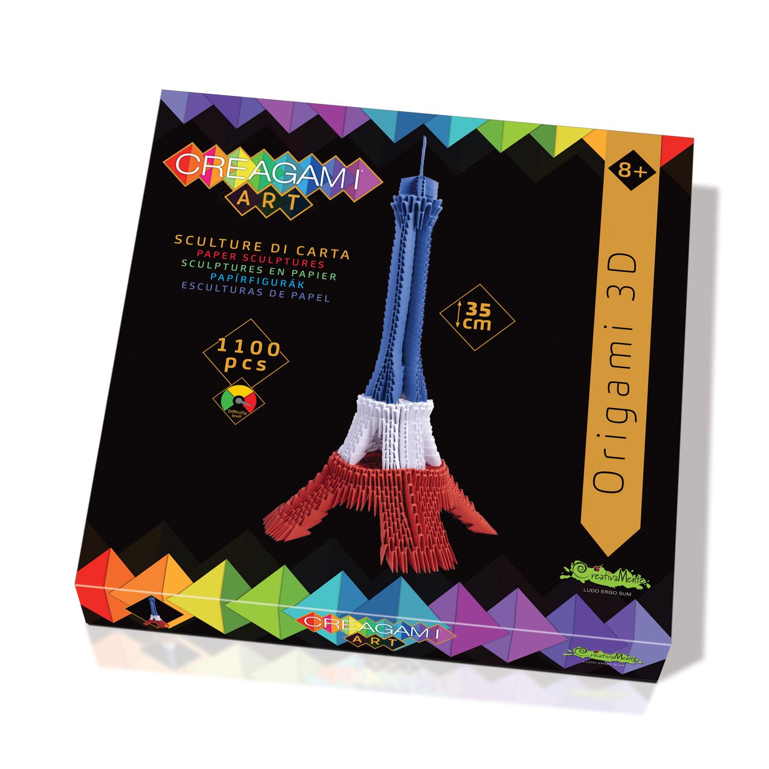 CreativaMind- Creagami Art-Eiffel Tower Tricolor-Game in Box, 743