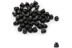 SCXCLY 60pcs Acorn Cap Nuts, M3 Thread Dia Acorn Cap Nut, 304 Stainless Steel (Black)