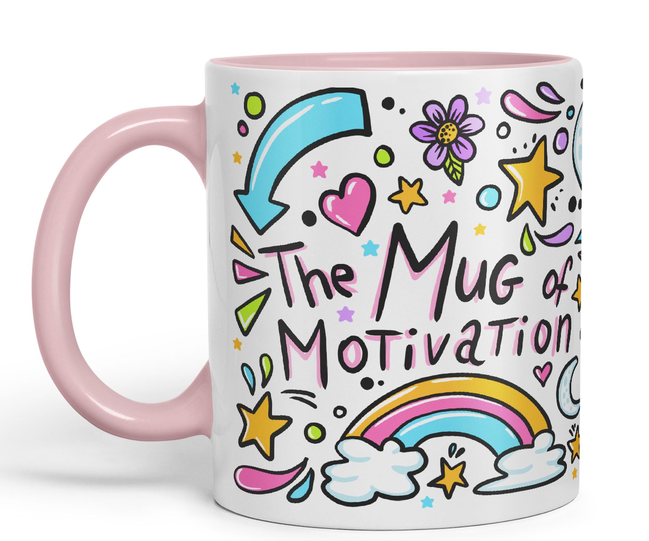 Vixar Motivation Mug Ceramic Coloured Mug Cup Gift Tea Coffee Christmas Office Home Sarcastic Joke (Pink)