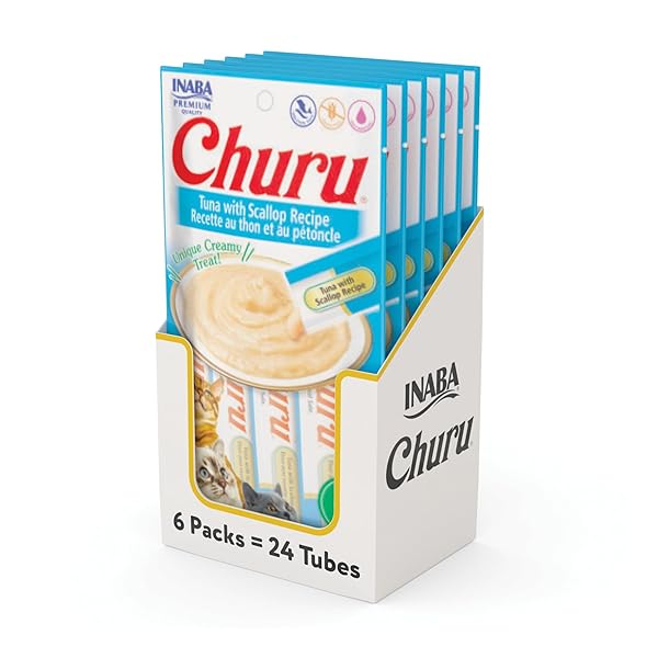 INABA CHURU CAT TREATS, LICKABLE, SQUEEZABLE CREAMY PURÉE...