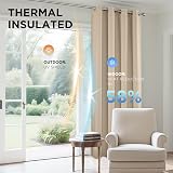 Joydeco Blackout Curtains 84 Inch Length 2 Panels Thermal Insulated Light Beige view 4
