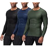 DEVOPS 3 Pack Men's Long Sleeve Compression Baselayer Workout Shirts