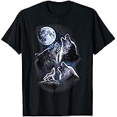 Howling Wolves in The Full Moon Moonlight with Starry Sky T-Shirt