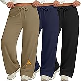 Evervibe 3 Pack Women's Plus Size Lounge Pants Fleece Lined Wide Leg Sweatpants Drawstring Yoga Winter Clothes with Pockets