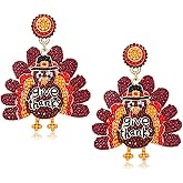 Thanksgiving Earrings Beaded Fall Earrings for Women, Handmade Pumpkin Turkey Maple Leaf Drop Dangle Earrings Thanksgiving Accessory Holiday Gifts