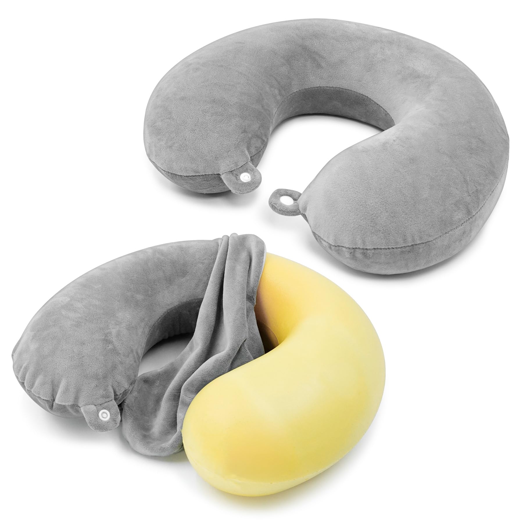 Photo 1 of 2 Packs Travel Neck Pillow Cover, Reusable U Shaped Washable Soft Smooth Airplane Pillow Cover