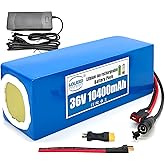 LOLRKO 36V 10Ah Ebike Battery Built-in 25A BMS,36V Lithium-Ion Replacement Battery,Waterproof Design,Brave The Heat and Cold,1000+ Cycles,Perfectly Matched for 250W, 300W, 500W and 600W Motors