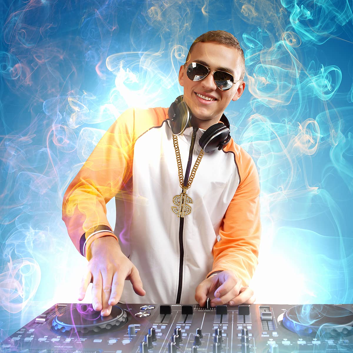 PinCute 18K Gold Plated Dollar Chain Necklace, Fake Gold Chain for Men, Dollar Sign Hip Hop Chain Necklace Pendant for Men and Women