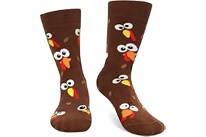 AGRIMONY Funny Thanksgiving Turkey Pumpkin Socks for Men Women -Fun Turkey Trot Fall Christmas Holiday Gift Stocking Stuffers