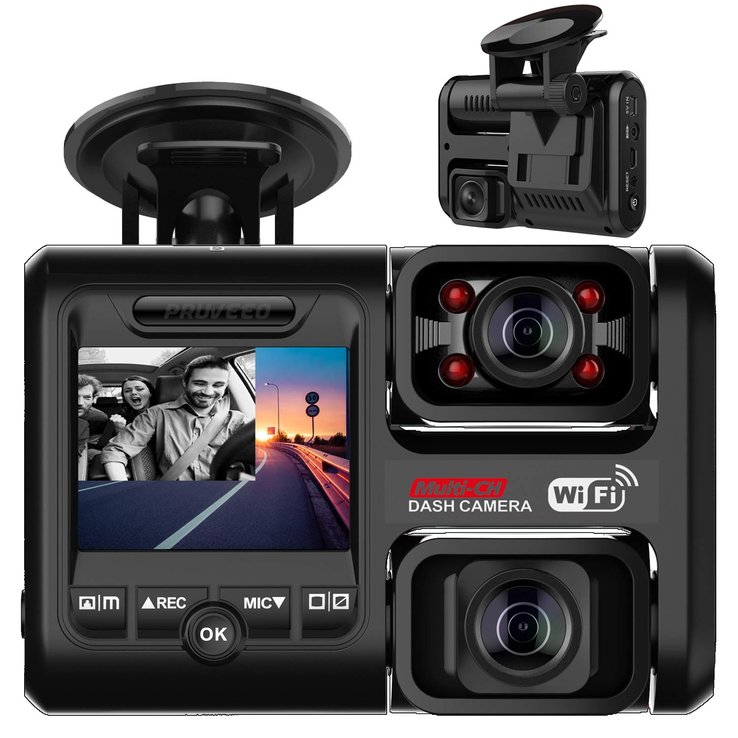 Mua Pruveeo D30h ダッシュカム 赤外線ナイトビジョンとwifi付き デュアル1080p フロントとインサイド ダッシュカメラ 車 トラック タクシー用 Tren Amazon Nhật Chinh Hang 21 Fado