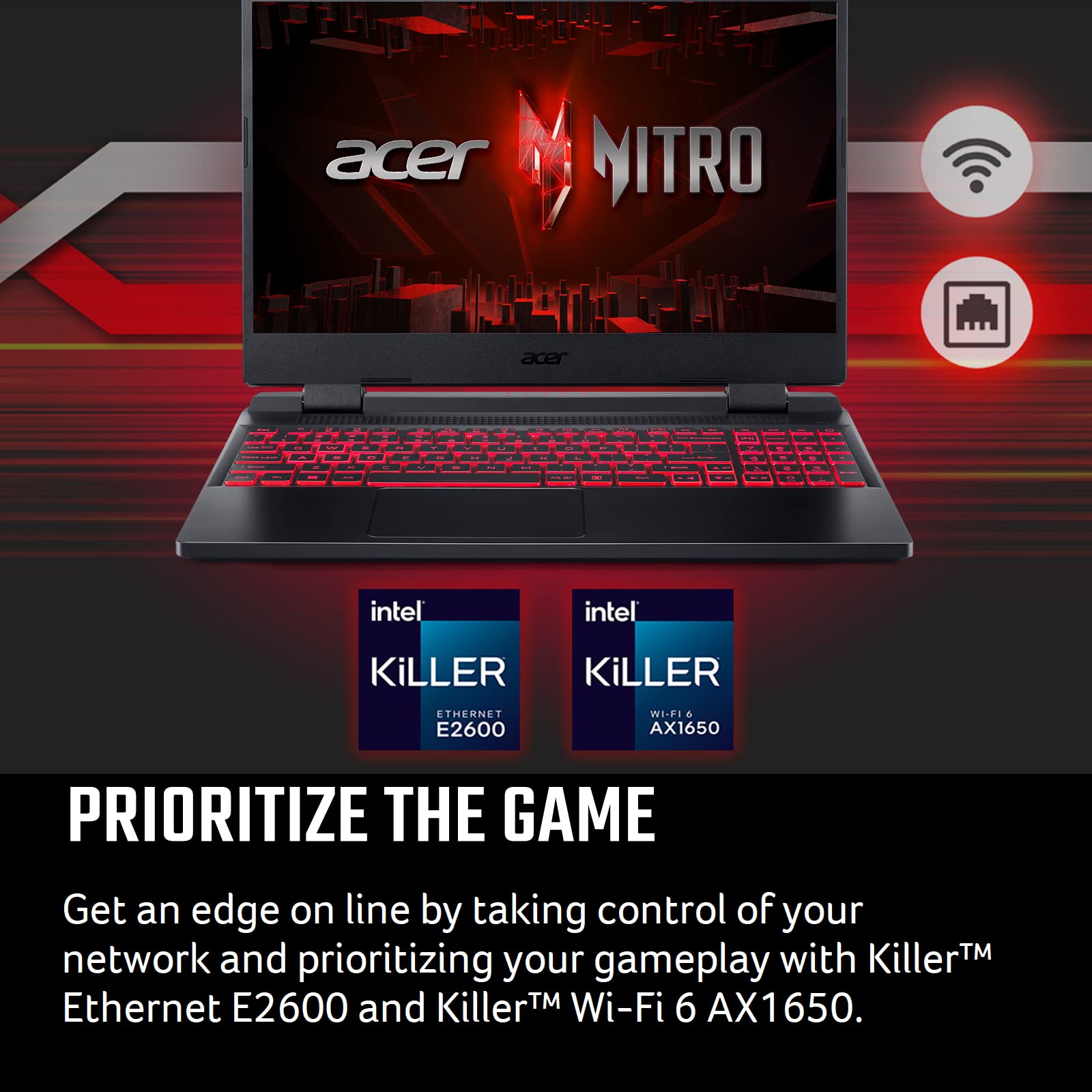 Acer Nitro 5 AN515-58-525P Gaming Laptop |Core i5-12500H | NVIDIA GeForce RTX 3050 Laptop GPU | 15.6\" FHD 144Hz IPS Display | 8GB DDR4 | 512GB PCIe Gen 4 SSD | Killer Wi-Fi 6 | Backlit Keyboard, Black