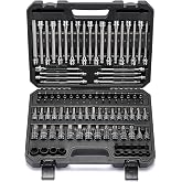 Mayouko 107-Piece Bit Socket Set, 1/4", 3/8" and 1/2" Drive, Torx/Hex/Ball End Hex, SAE/Metric, S2 Steel Bits