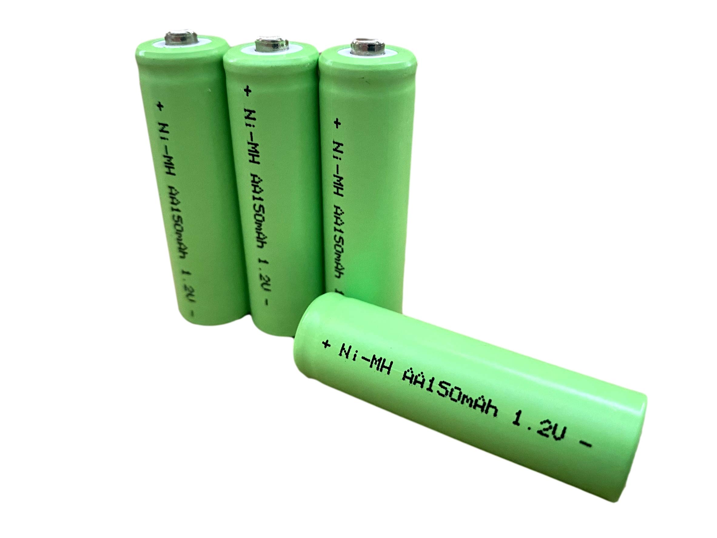 Dunamis 4pk Rechargeable Solar Light Batteries 1.2v NiMH AA 150mAh - Suitable for Outdoor Garden Solar Lights Only ……(4pk, AA 150mAh - Green Cell)