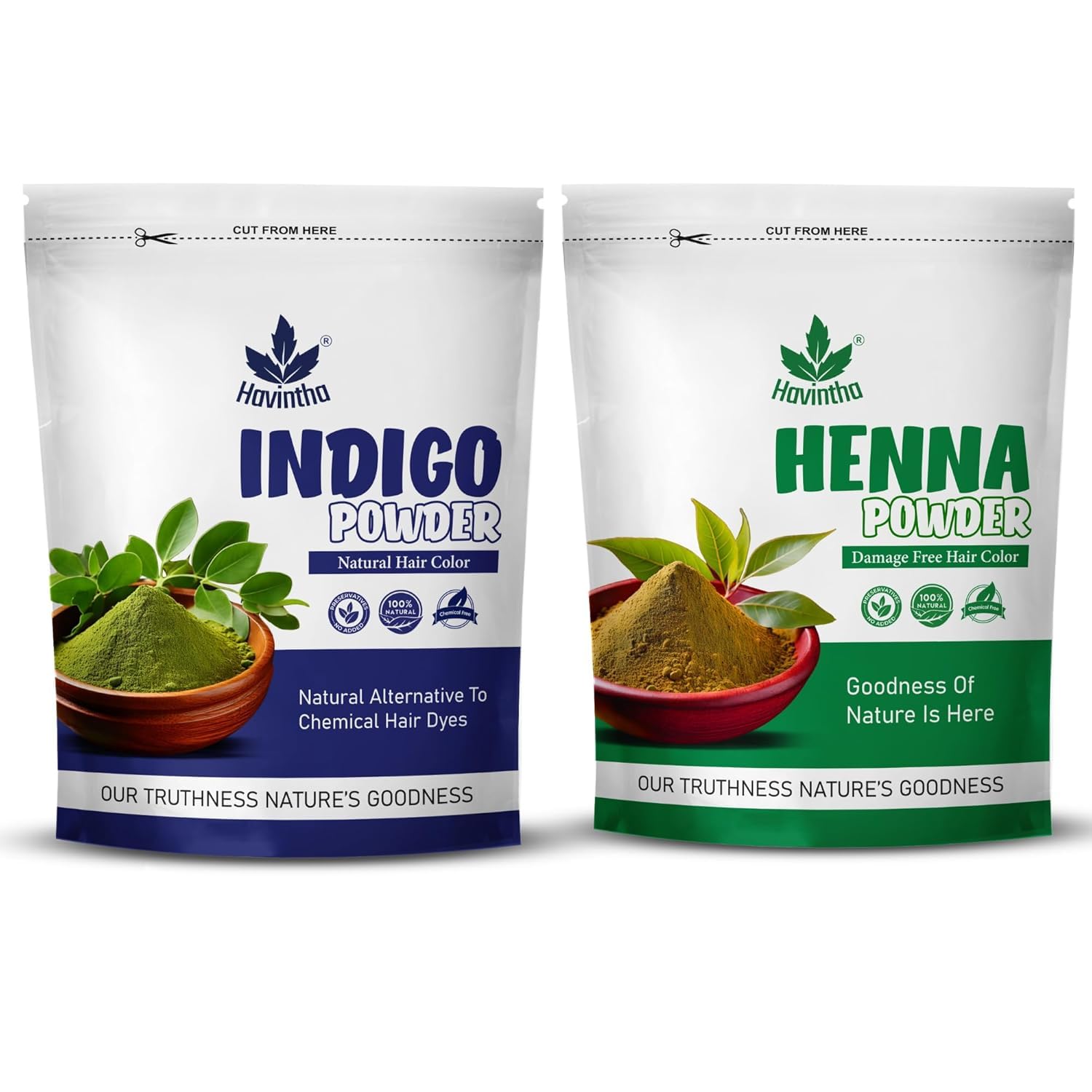 Havintha Natural Indigo Powder and Henna Powder Combo for Black Hair Colour (200g+200g) …
