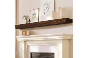 YLYHSST Fireplace Mantel Handmade, 3'' Thick Wall Decor Long Floating Shelf, 72inch Rustic Wood Shelf with Invisible Brackets, Brown