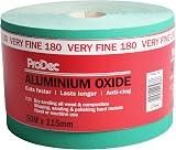 ProDec 50m Roll 180 Grit Very Fine Green Aluminium Oxide Sandpaper 115mm