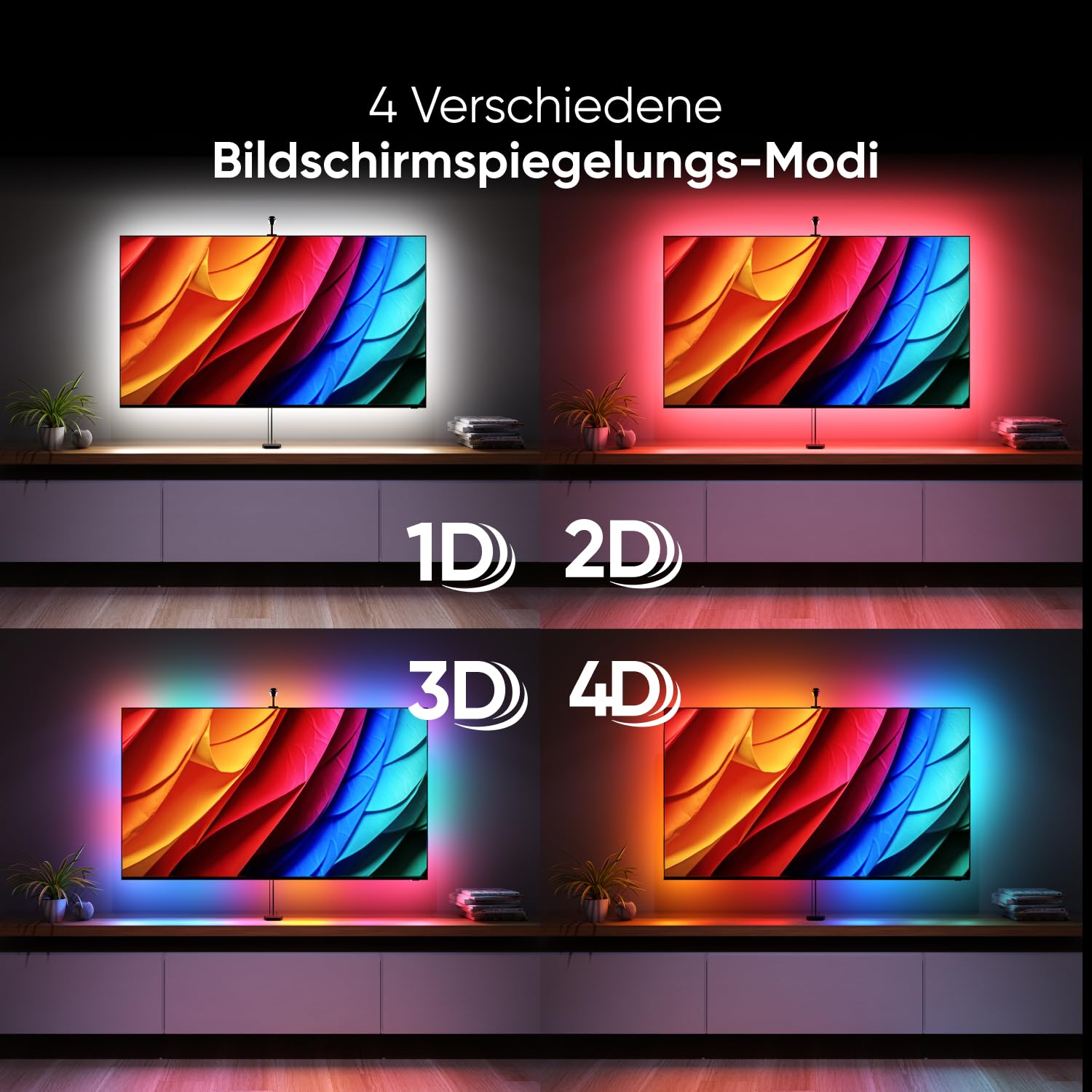 Nanoleaf 4D V2 Screen Mirror Zickzack Lightstrip Kit für TV/Fernseher bis zu 65 Zoll (165 cm) - Smart RGBW LED Streifen Hintergrundbeleuchtung + Kamera, Funktioniert mit Alexa Apple 9