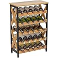 LUMAMU 25 Bottle Wine Rack Freestanding Floor Rustic Wine Holder Stand 5 Tier Wobble-Free Tall Wine Racks Wine Large Display Storage Shelf for Cellar Kitchen 21.6''L x 10.6''W x 31.8''H