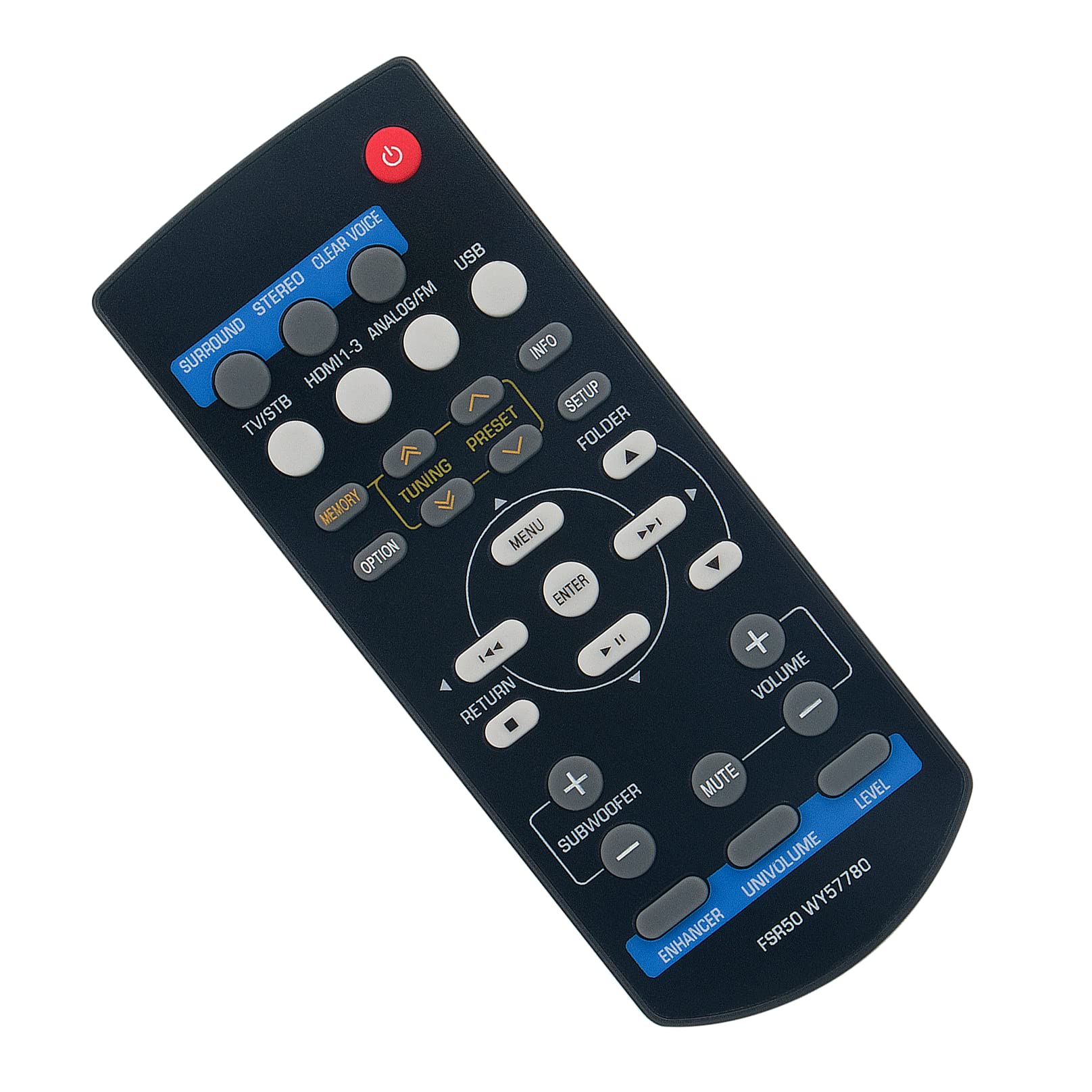 FSR50 WY57780 Replacement Remote Control -VINABTY-Fit for Yamaha Soundbar FSR50WY57780 Remote control SR301 YHT-S401BL YHTS401BL YHTS401 YHT-S401 NS-BR301 NSBR301 SR31 SR-301