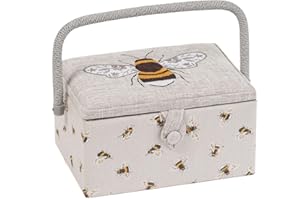 Hobby Gift Medium Sewing Craft & Hobby Storage Box, Accessories Tray Pin Cushion Pockets, 10 x 7.3 x 5.7" - Bee