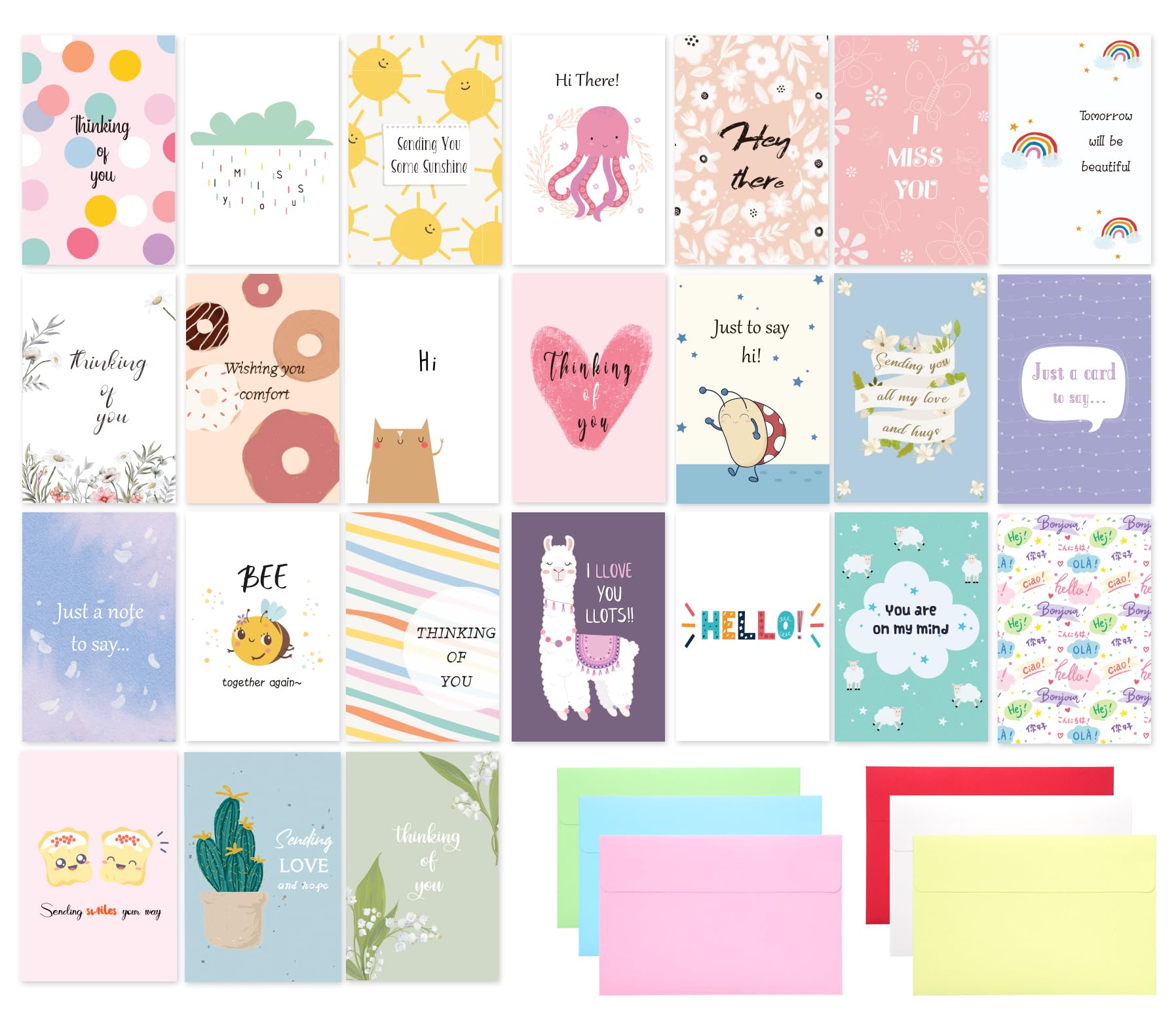 Photo 1 of 24 Pack Thinking of You Cards Assortment with Self-adhesive Envelopes, 4"x6" Boxed Prefilled Greeting Note Cards to Friends, Relatives or Loved One
