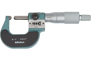 Mitutoyo 295-253, 0 - 1" X .0001" Spherical Anvil and Spindle, Digit Outside Micrometer, Ratchet