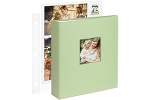 1DOT2 8.5x11 Inch Large 3 Ring DIY Scrapbook Photo Album with 30 Plastic Sleeves 60 Pages Blank Scrapbooks, 8.5 x 11 Scrap Book Albums for Baby Travel Wedding Graduation kids (Sage Green)