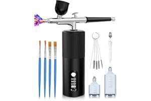 REXLEY Airbrush Kit with Compressor - Airbrush for Nails,48PSI Screen Display Air Brush,Rechargeable Wireless Airbrush Gun Machine for Nail Art, Makeup, Painting, Cake Decor