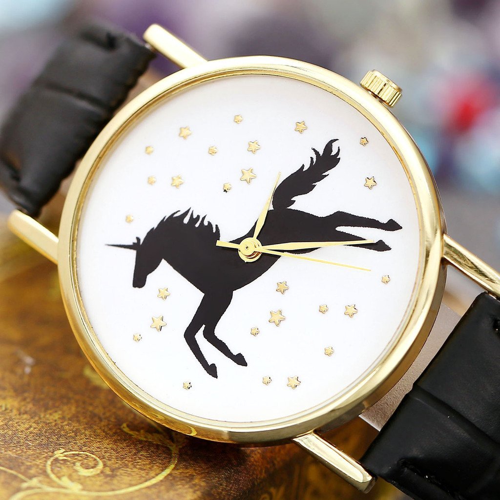 Top Plaza Fun Animal Searies Galloping Horse Fashion Womens Ladies Quartz Wrist Watch, Black