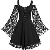 Gothic Vintage Lace Patchwork Women Dress Plus Size Goth Bandage Ladies Spaghetti Strap Dresses
