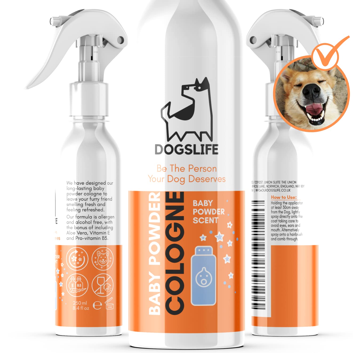 Baby Powder Dog Cologne | Replenishes, Deodorises & Conditions Coats | 2-in-1 Cologne & Conditioner | Natural Lasting Cologne For Dogs | 250ml Perfume Spray For Dogs & Puppies
