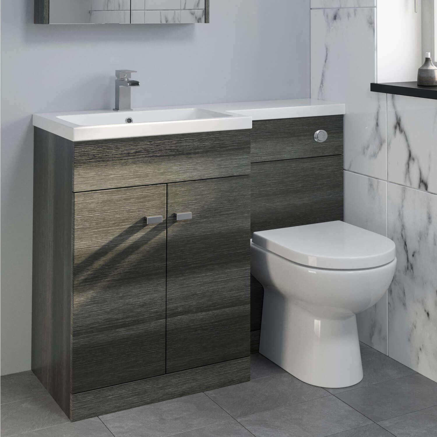 Aurora 1100mm Bathroom Vanity Unit Basin Toilet Combined Furniture Left Hand Grey Bathroom Bathroom Furniture Clinicadelpieaitanalopezcom