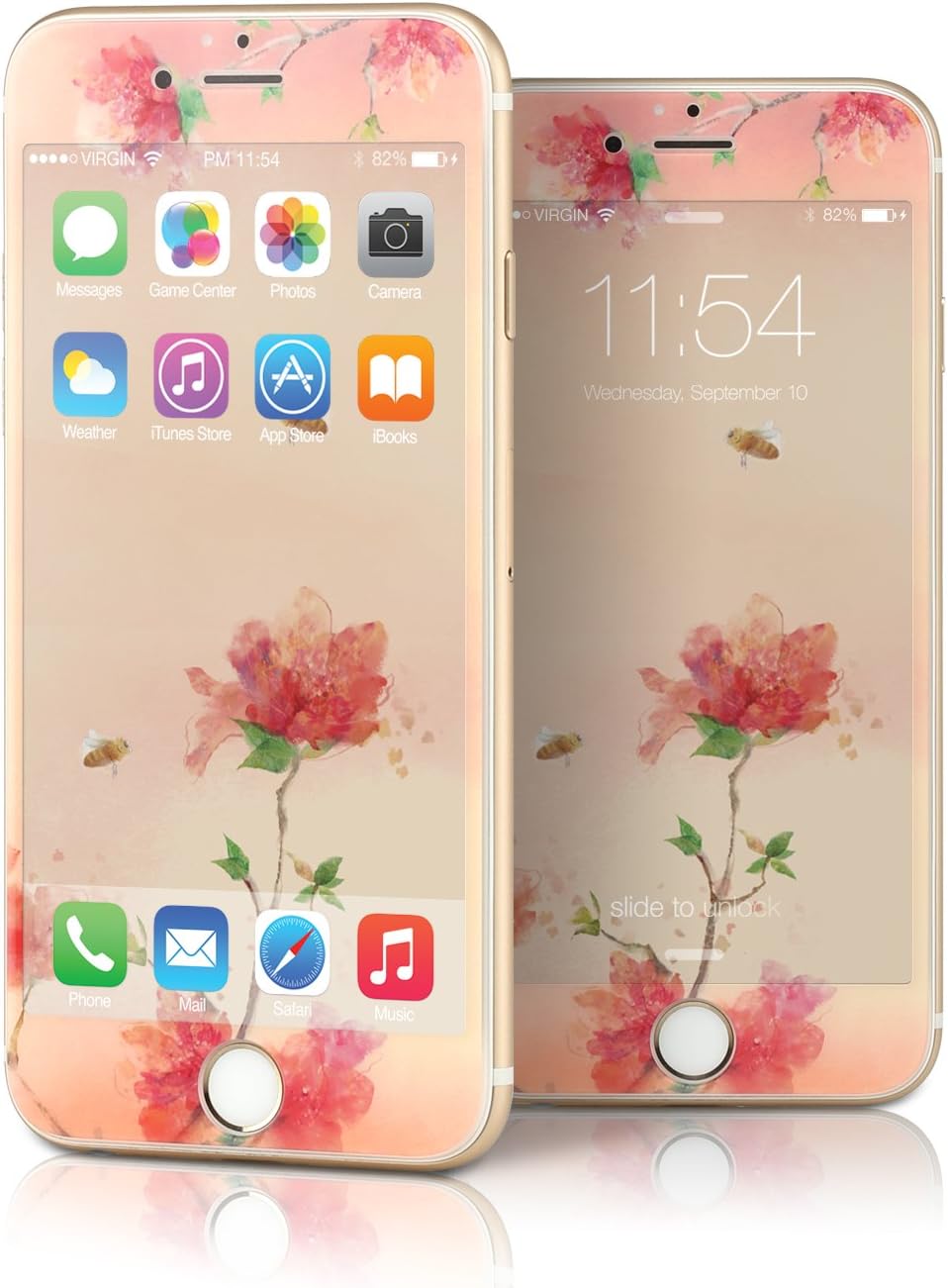 Bling Gling Design Art Tempered Glass Screen Protector For iPhone 6+ 5.5 Inch Flower 01