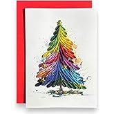 HAIANCO Handcraft Quilling Christmas Card, Envelope Included, Blank Inside, Xmas Card, Merry Christmas, Christmas Tree, Ready to Gift