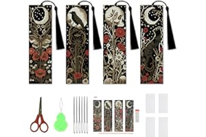 NEGEKFKX 4 Pcs Flower Cross Stitch Bookmark Kit for Adult Beginners,Bohemia Moth Cross Stitch Kits 14 CT DIY Cross Stitch Kits Adult Stamped Bookmark Embroidery Bookmarks Kit