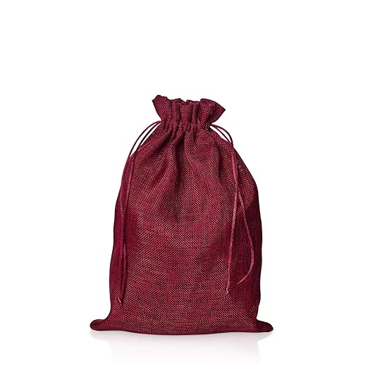 Jute-Geschenkbeutel Stoffbeutel mit Zugband Rot 30 x 20 cm VE 10 Stück