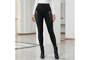Womens High Waisted Leggings Faux Leather Ruched Zipper Tummy Control Skinny Pants