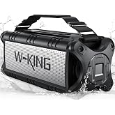 W-KING Bluetooth Speaker 90W Max, IPX6 Waterproof Portable Outdoor Speaker | 50W Deep Bass Subwoofer/40H/EQ/Dual Pairing/TF/AUX, Large Boombox Wireless Speakers for Home, Party, Camping, Beach