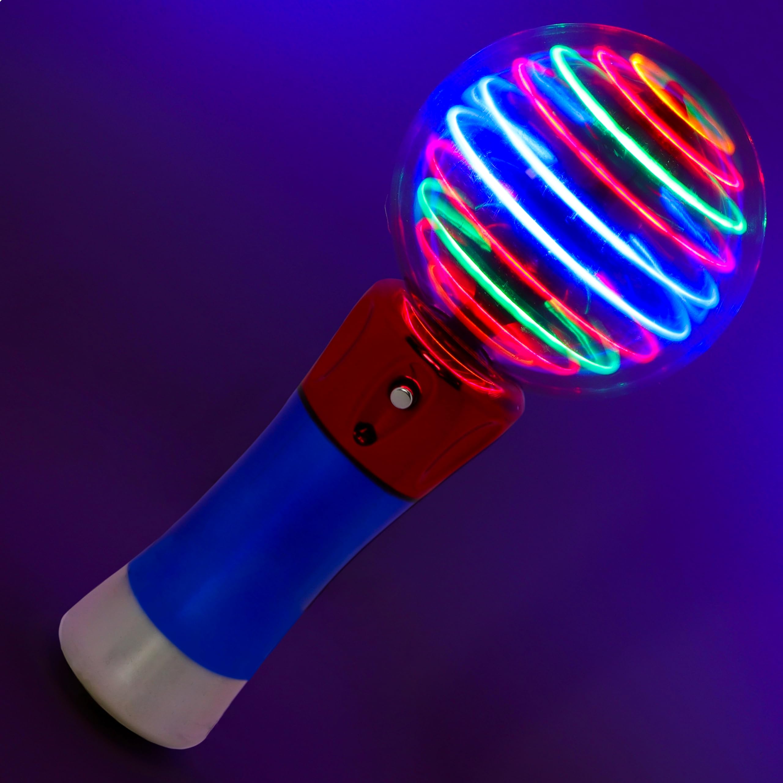 Toyland® 20cm (8") 3D Light Up Spinning Ball - Multi Coloured LED Wand & Wrist Strap - Bonfire Night/Party Accessories