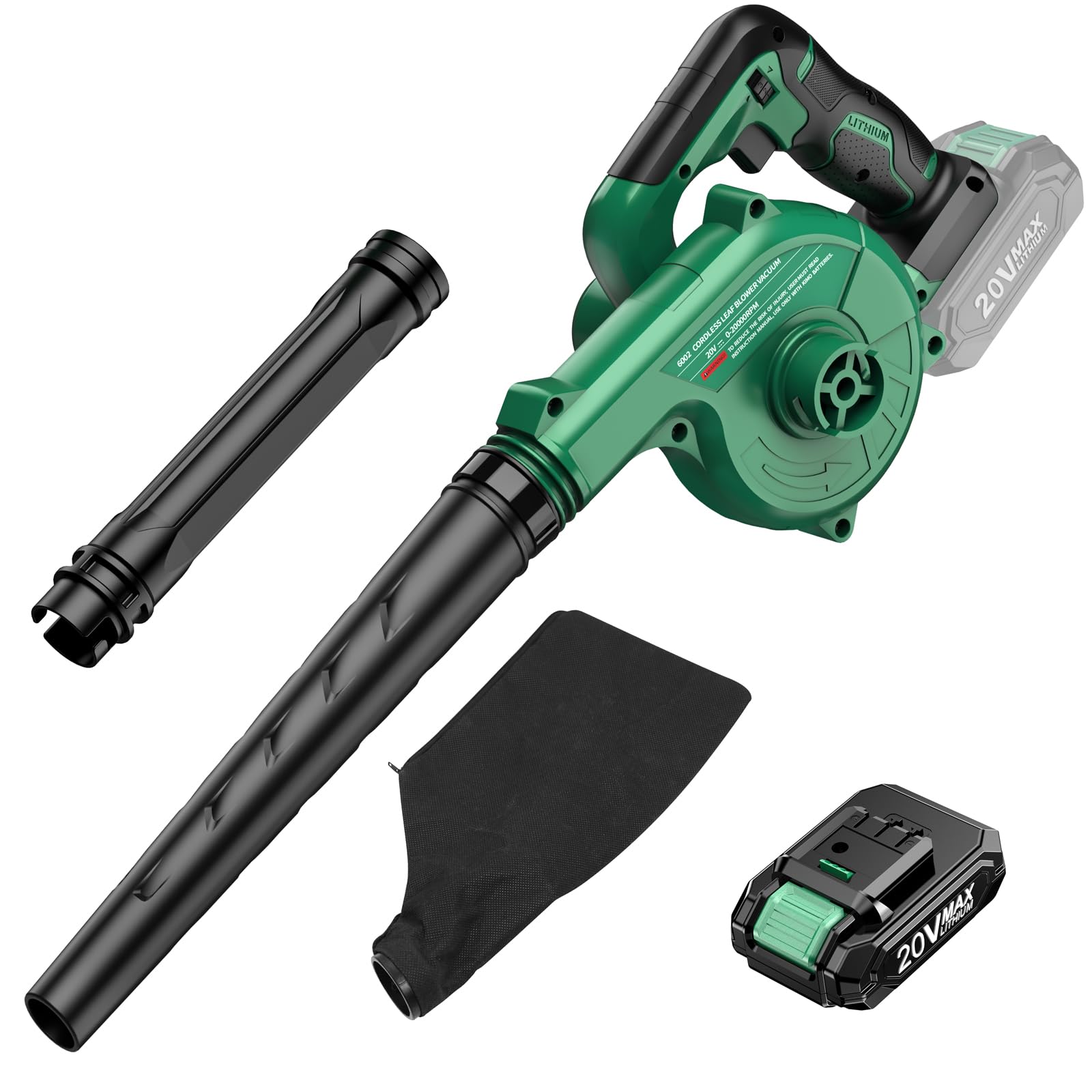 Photo 1 of **MISSING CHARGER** K I M O. Cordless Leaf Blower Vacuum Combo 4 IN 1, 3 Nozzles for Inflation & Compression,3 Modes & Variable Speed, 20000RPM 150MPH, 2000mAh Battery, Extended Tube, Mini Leaf Blowers for Lawn Care|Yard