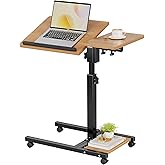 Furist Mobile Adjustable Height Laptop Stand PC Computer Portable Notebook Swivel Laptop Desk Rolling Table Desk Cart Tiltable with Wheels Casters&amp; Mouse Pad Table