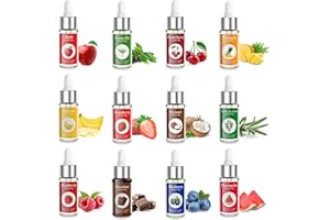 Nomeca Food Flavoring Oil, Candy Flavors Strawberry Chocolate Vanilla Flavoring Extract for Baking Cooking and Lip Gloss Making, Water & Oil Soluble - .2 Fl Oz / 6 ml with Droppers (Pack of 12)