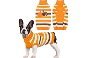 Vehomy Thanksgiving Dog Sweater Pet Pumpkin Turkey Clothes Costume Cat Stripe Turtleneck Knitwear Shirt Pullover Dog Puppy Thanksgiving Clothes for Small Medium Large Dogs Cats M