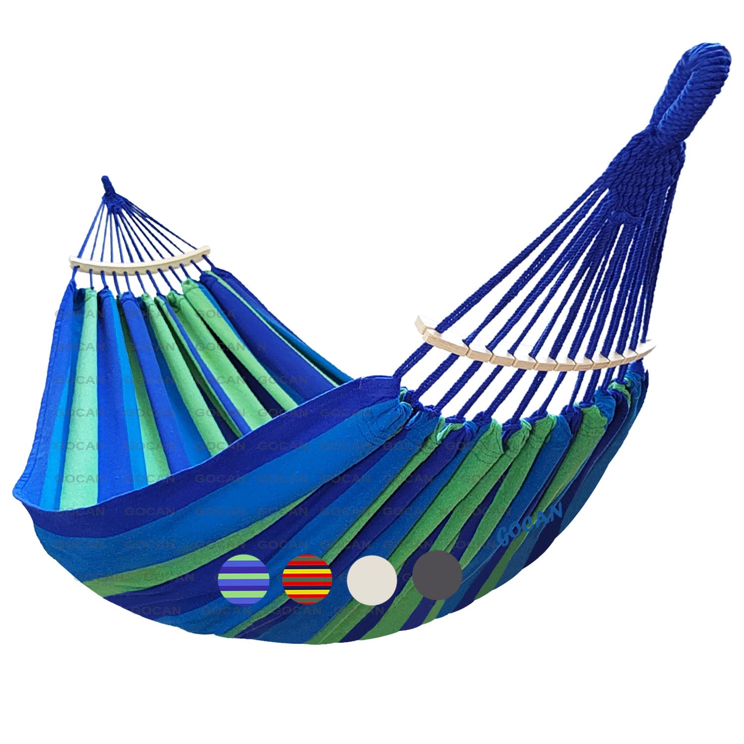GOCAN Hammock for 2 People, 220 x 150 cm, Total Length: 330 cm, Load: 300 kg, Cotton Canvas Hammock for Outdoors, Indoors, Garden, Balcony, Children, Red, with Removable Spreader Bar