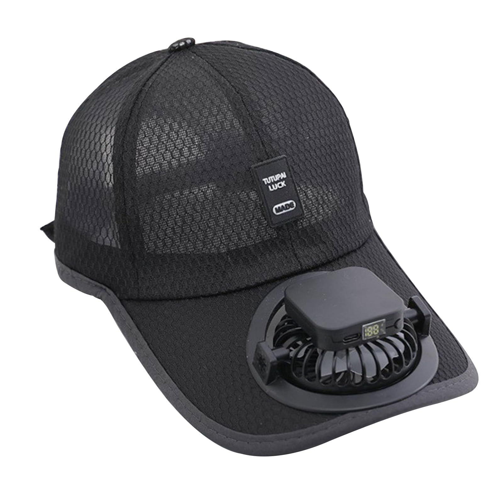 Photo 1 of Adults Mesh Baseball Cap Fishing Beach Hats with Solar Fan, Summer UV Protection Sun Hat, Solar Powered/USB Charging Sunhat Black